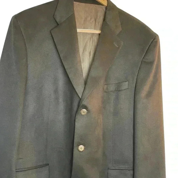 Chaps Ralph Lauren Hunter Green Faux Suede Microfiber Blazer Jacket 3 Button 46L - Picture 2 of 11